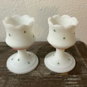 Fenton Christmas Tree Design Candle Holders